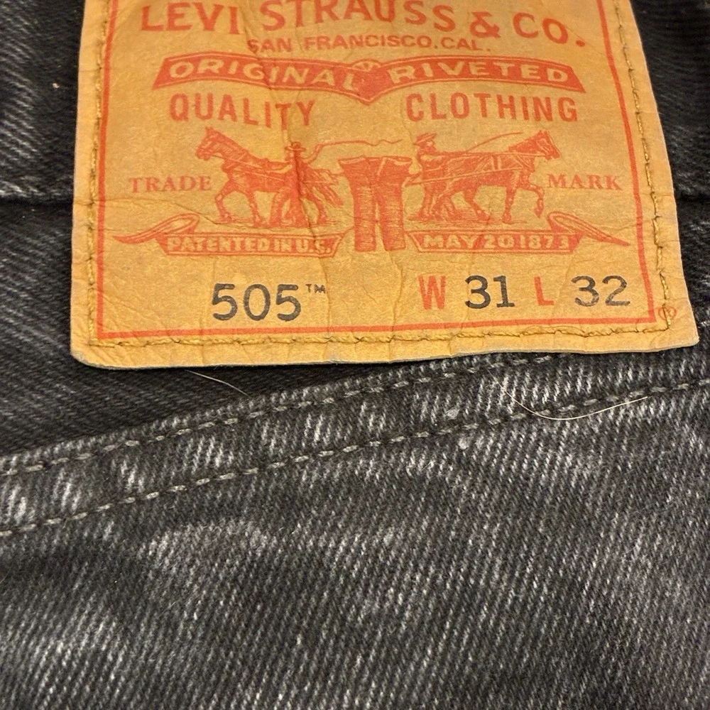 Vintage Y2K Levi's 505 Mens 31x31 Jeans Black Regular Fit Blank Red Tab 2007